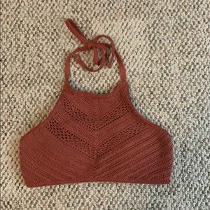 Crochet high neck bikini top
